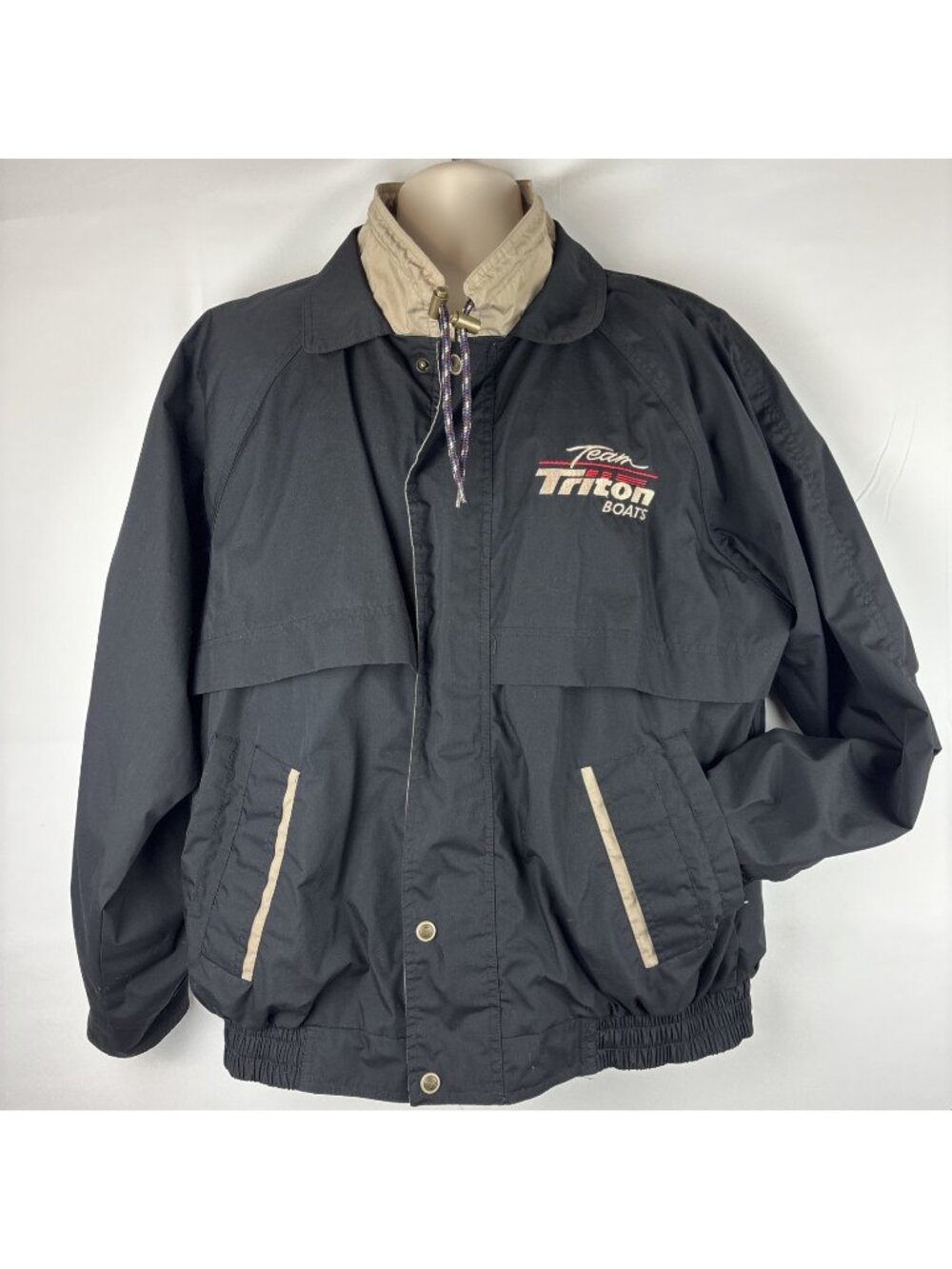 Triton Boats Fishing Team Jacket Embroidered Lined Black Size Large EUC - Picture 1 of 9